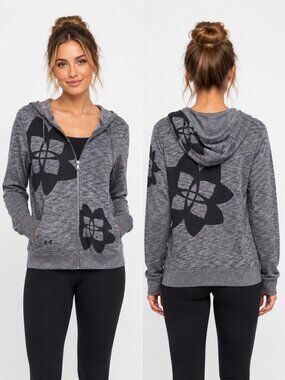 Under Armour Women's Gray Full Zip Hoodie Size Small Snowflake Graphic Athletic